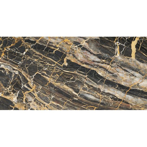 Carrelage sol poli effet marbre Black gold 60120 cm