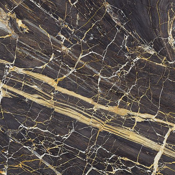 Carrelage sol poli effet marbre Black gold 120x120 cm