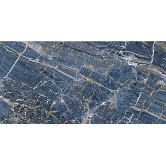 Carrelage sol et mur effet marbre brillant Hotel luxe bleu poli 120x260 cm