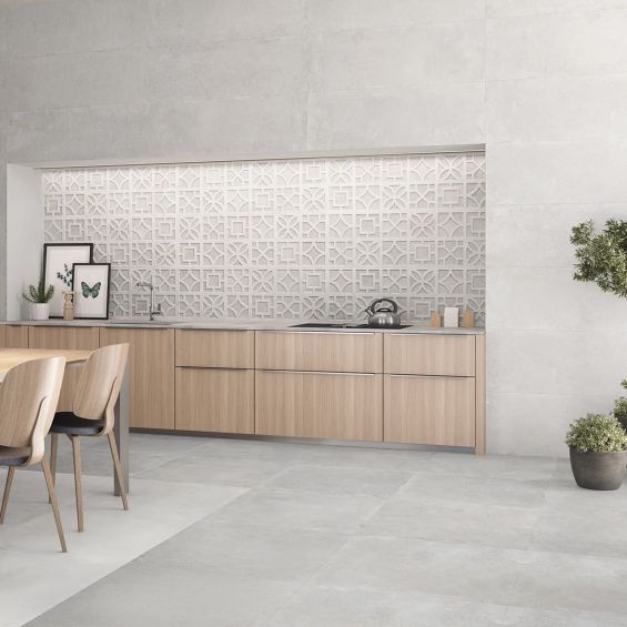 Carrelage mur Manly blanc grisé 40x120 cm