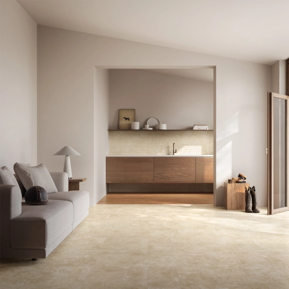 Carrelage sol effet pierre Travertin Pomeziabeige 60x119,8 cm