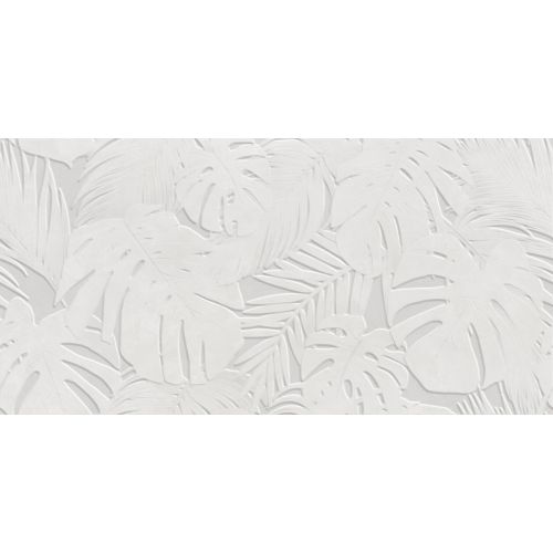 Carrelage mur décor fleur Kochi blanc grisé 60x120 cm