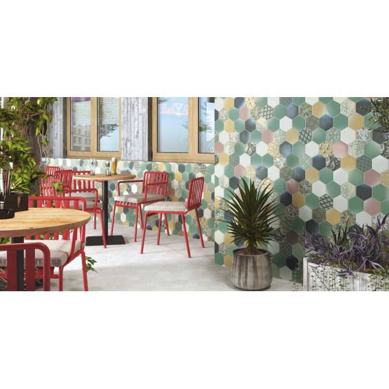 Carrelage Hexagonal sol et mur Havane vert 26,5x51 cm