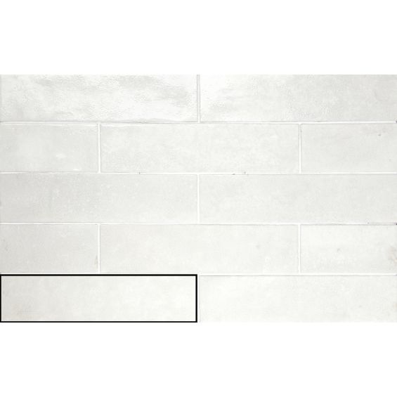 Carrelage mur effet zellige Riad blanc grisé 6,3x25 cm