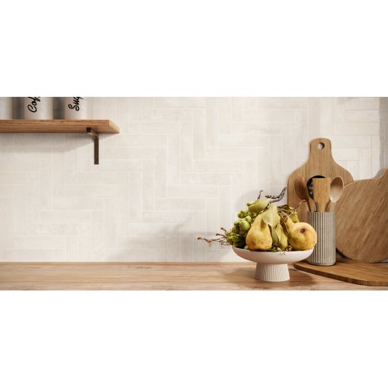 Carrelage mur effet zellige Riadivoire 6,3x25 cm