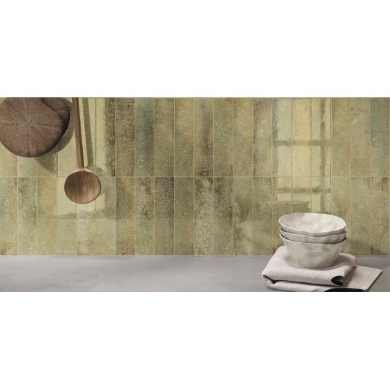 Carrelage mur effet zellige Riad terre 6,3x25 cm