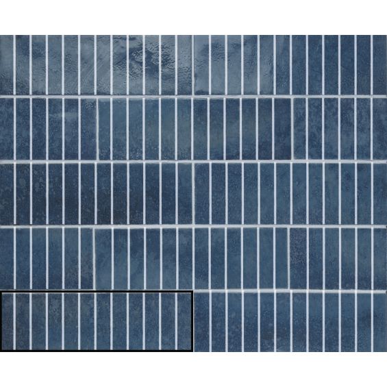 Carrelage mur effet zellige Riad bleu marine 10x30 cm