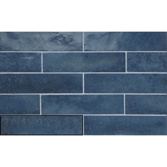 Carrelage mur effet zellige Riadbleu marine 6,3x25 cm