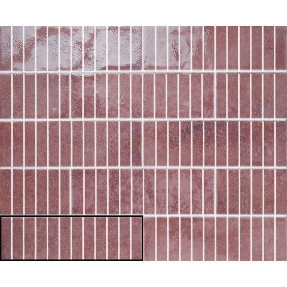 Carrelage mur effet zellige Riad bordeaux 10x30 cm