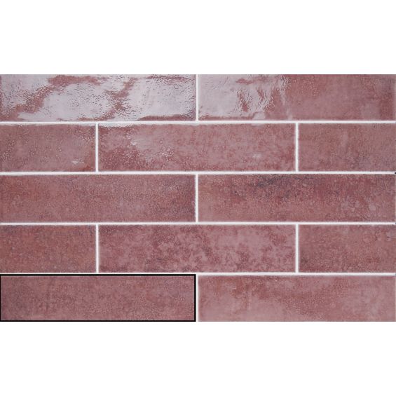 Carrelage mur effet zellige Riadbordeaux6,3x25 cm
