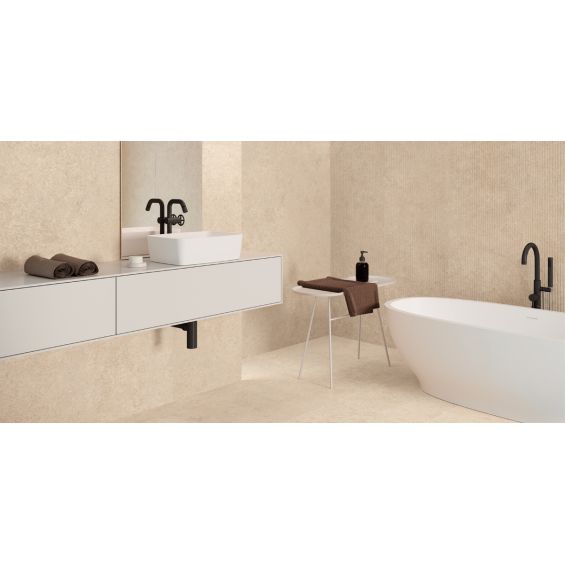 Carrelage sol et mur effet pierre Hyatt beige60x120 cm