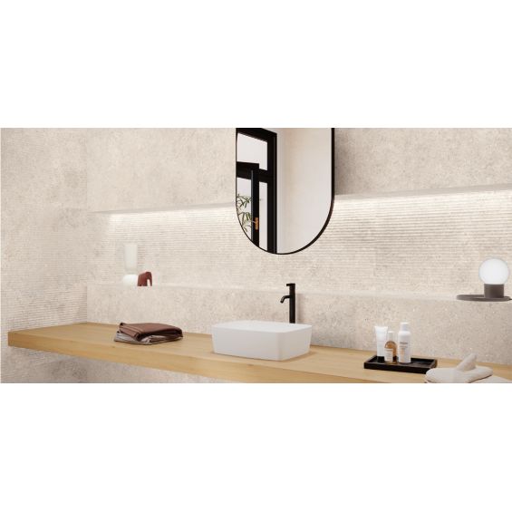 Carrelage sol et mur effet pierre Hyatt taupe 60x120 cm