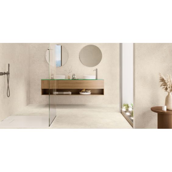 Carrelage mur effet pierre Hyatt décor ivoire 60x120 cm