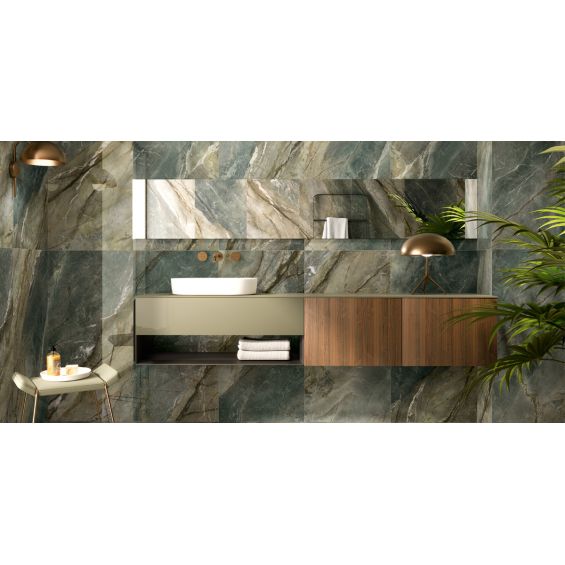 Carrelage sol et mur poli effet marbre Jumeirah vert 60x120 cm