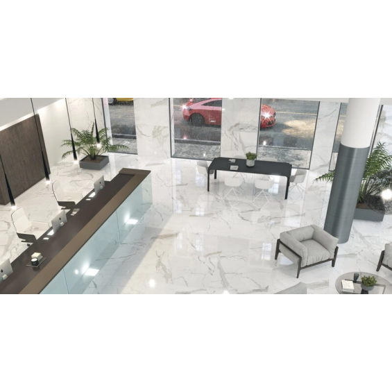 Carrelage sol et mur effet marbre brillant Hotel brillo 6060 cm