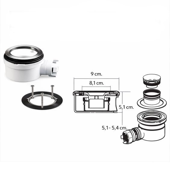 Receveur Pure Blanc Ardoise relief antidérapant