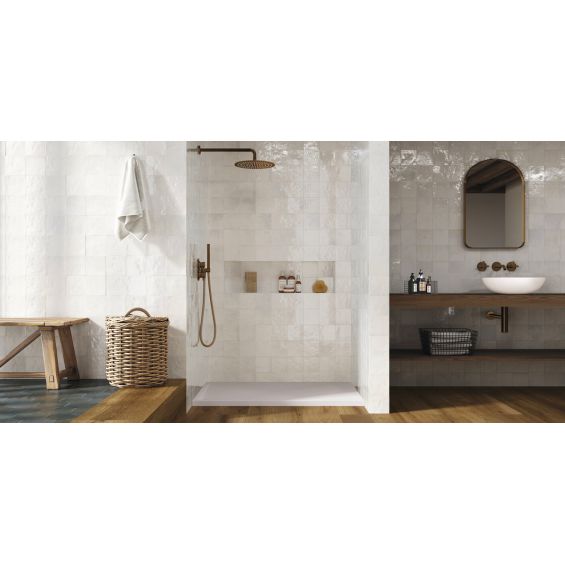 Carrelage mur effet zellige Médina blanc 13x13 cm