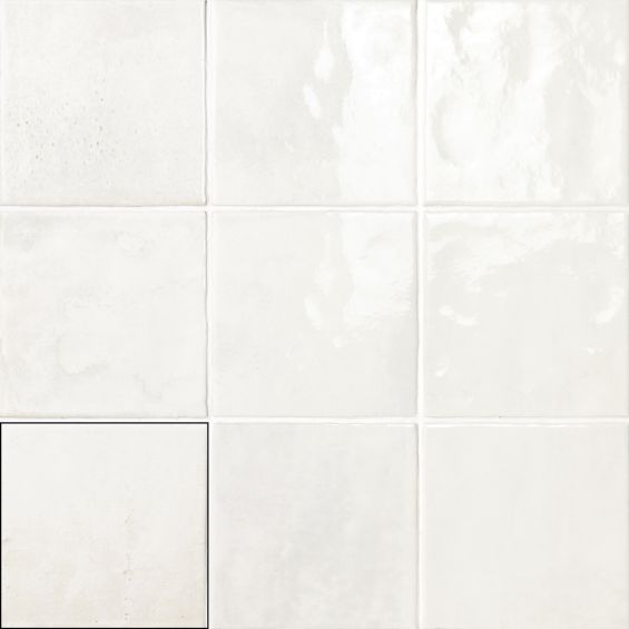 Carrelage mur effet zellige Médina blanc 13x13 cm