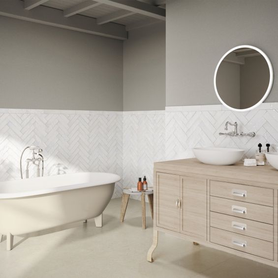 Carrelage mur effet zellige Médina blanc6,3x24,6 cm