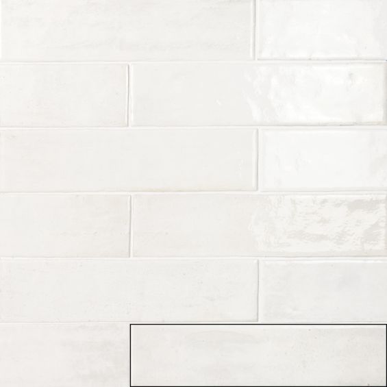 Carrelage mur effet zellige Médina blanc6,3x24,6 cm