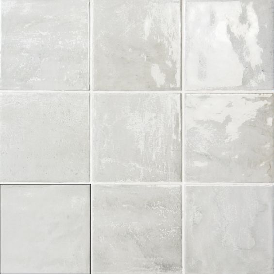 Carrelage mur effet zellige Médina perle 13x13 cm