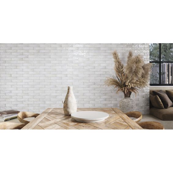 Carrelage mur effet zellige Médina perle6,3x24,6 cm