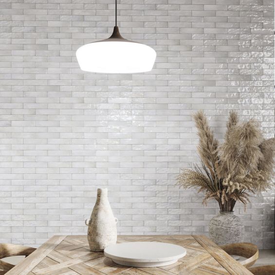 Carrelage mur effet zellige Médina perle6,3x24,6 cm