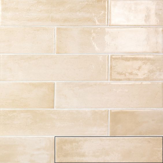 Carrelage mur effet zellige Médina crème6,3x24,6 cm