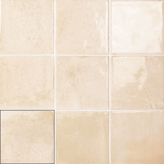 Carrelage mur effet zellige Médina crème 13x13 cm