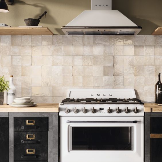 Carrelage mur effet zellige Médina crème 13x13 cm