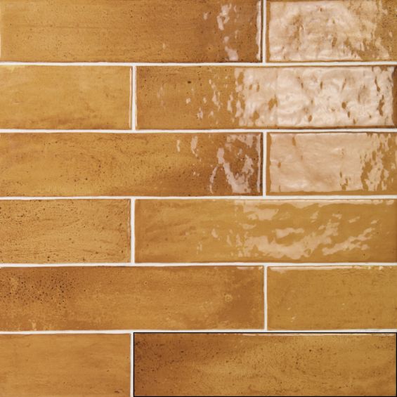 Carrelage mur effet zellige Médina ocre6,3x24,6 cm