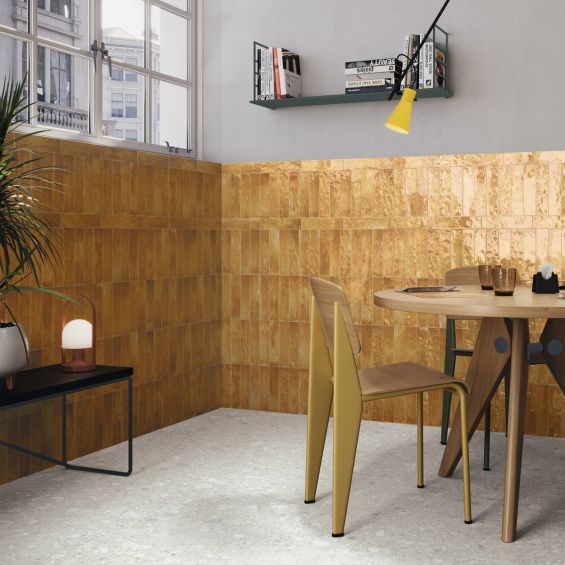 Carrelage mur effet zellige Médina ocre6,3x24,6 cm