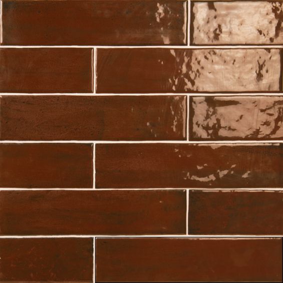 Carrelage mur effet zellige Médina marron6,3x24,6 cm