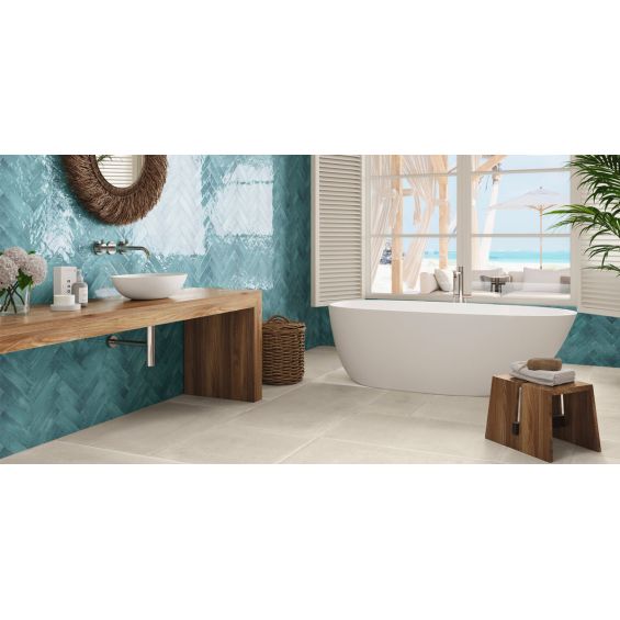 Carrelage mur effet zellige Médina turquoise6,3x24,6 cm