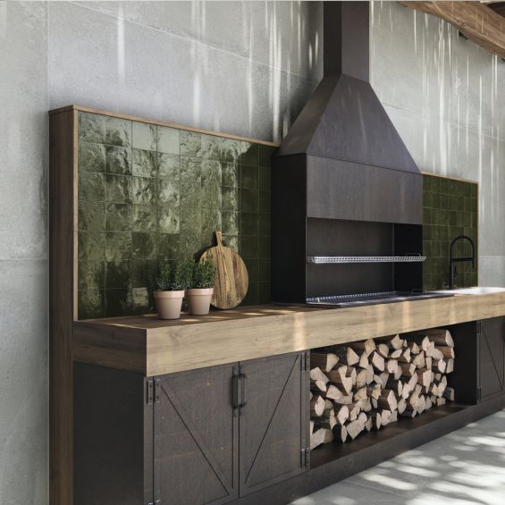 Carrelage mur effet zellige Médina vert 13x13 cm