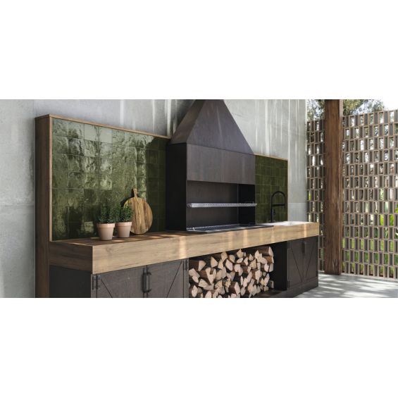 Carrelage mur effet zellige Médina vert 13x13 cm