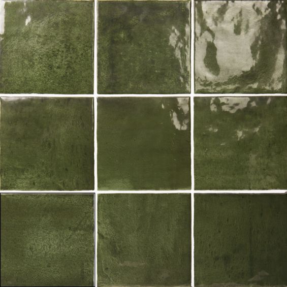Carrelage mur effet zellige Médina vert 13x13 cm