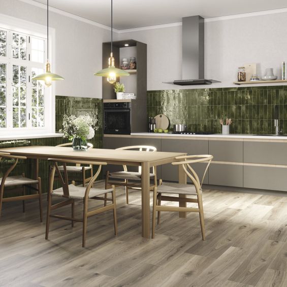 Carrelage mur effet zellige Médina vert6,3x24,6 cm