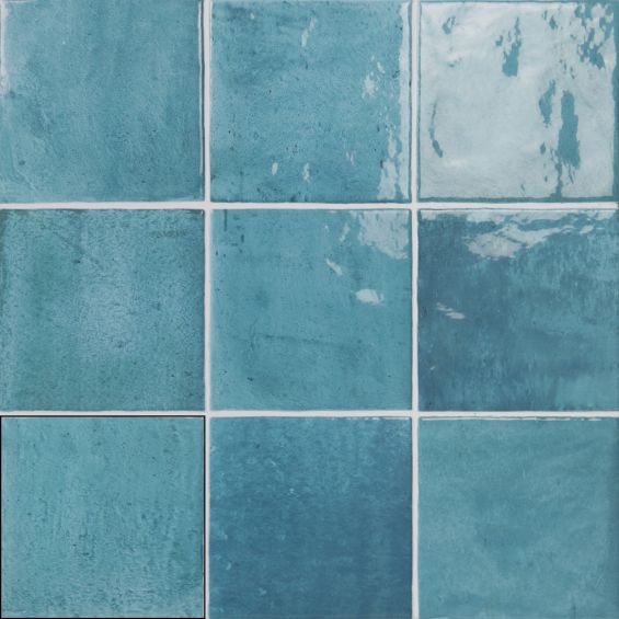 Carrelage mur effet zellige Médina bleu 13x13 cm