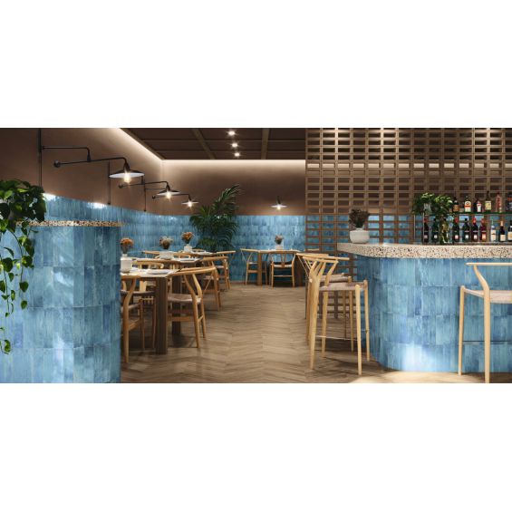 Carrelage mur effet zellige Médina bleu6,3x24,6 cm