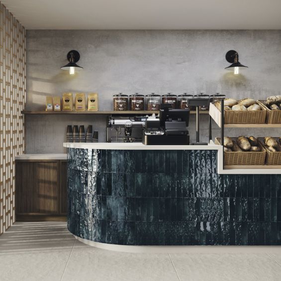 Carrelage mur effet zellige Médina bleu marine6,3x24,6 cm