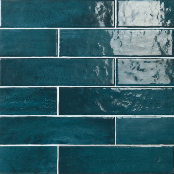 Carrelage mur effet zellige Médina bleu marine6,3x24,6 cm