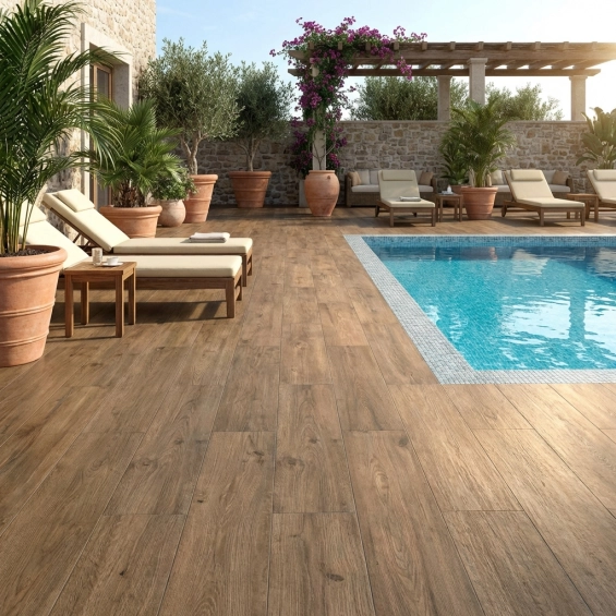 Dalle extérieur effet boisSequoia 2.0 oak R11 30x120 cm