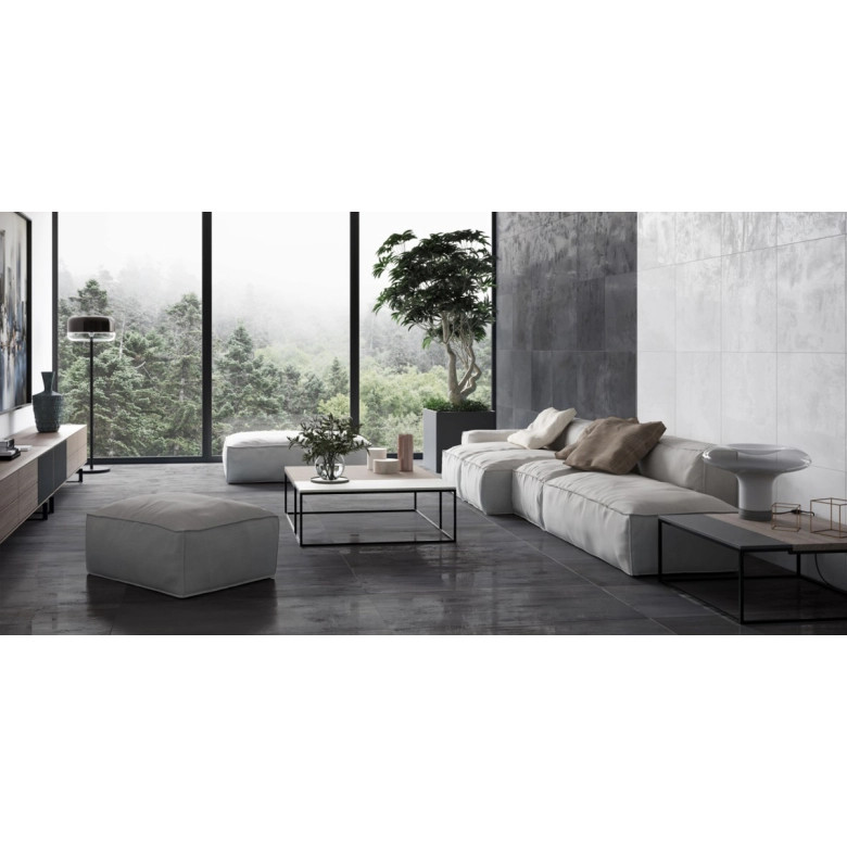 Carrelage sol effet métal Zinc Graphite 60x120 cm