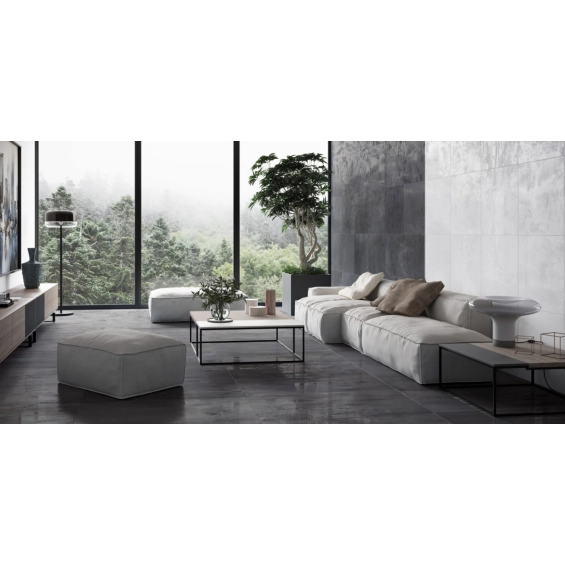 Carrelage sol effet métal Zinc Graphite 60x120 cm