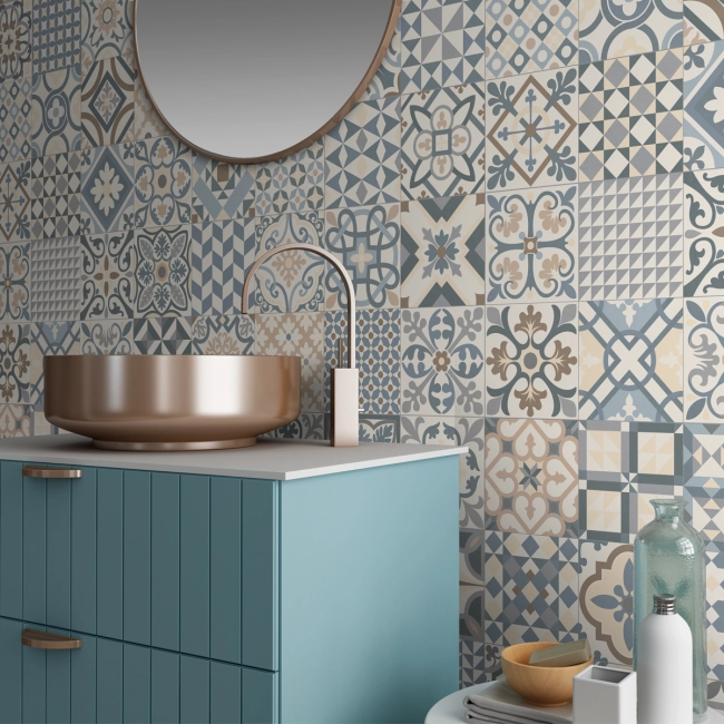 Carrelage sol effet carreaux de ciment Tradition grey 33,1533,15 cm