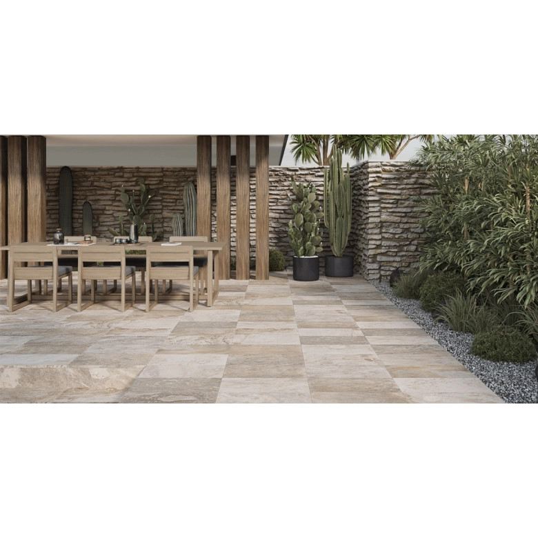 Carrelage sol extérieur Pierre de Bali Météor Mix terre R11 30x60 cm