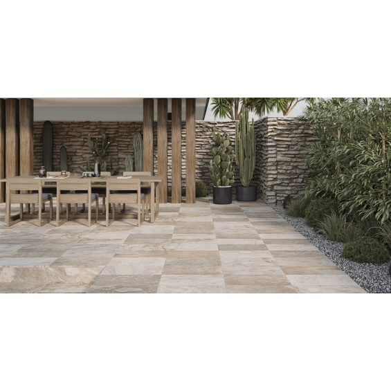 Carrelage sol extérieur Pierre de Bali Météor Mix terre R11 30x60 cm
