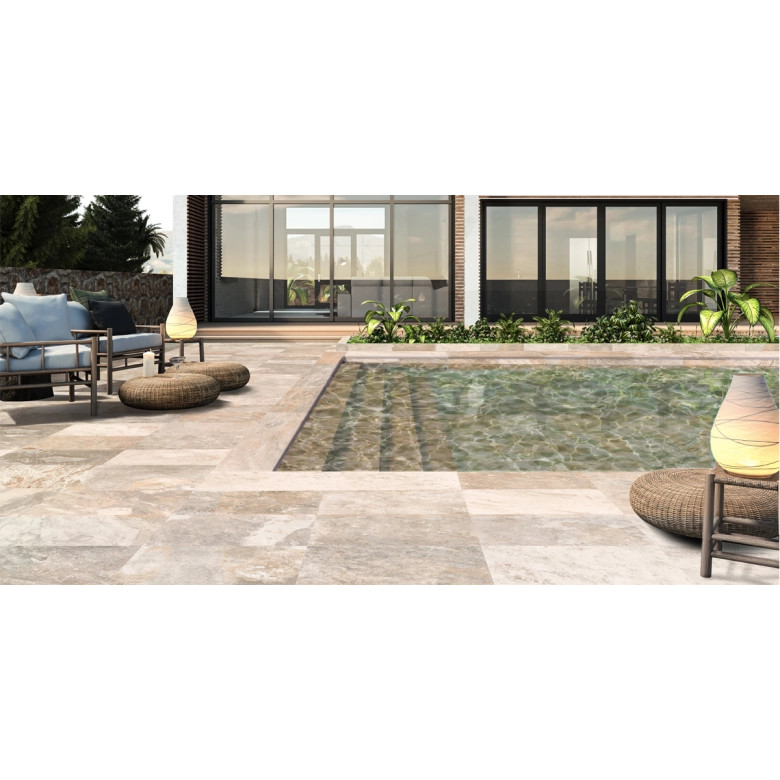 Carrelage sol extérieur Pierre de Bali Météor Mix terre R11 30x60 cm