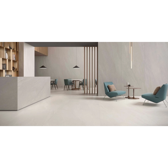 Carrelage sol effet pierre Tikal Blanc grisé 100x100 cm